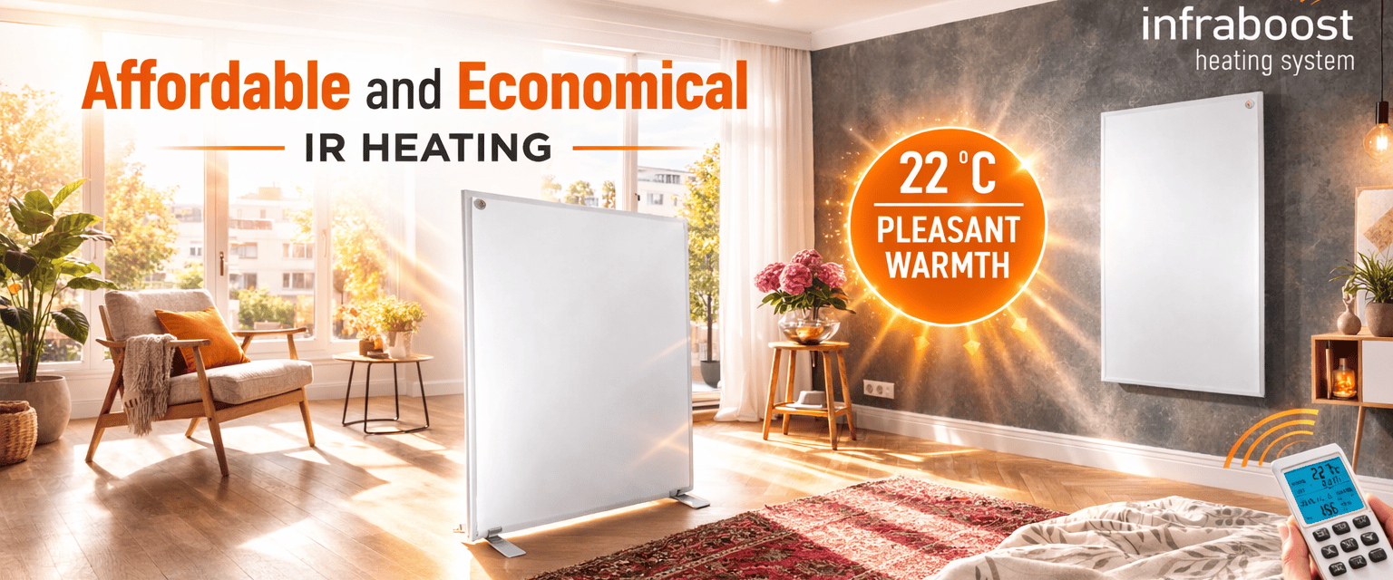 IR heating panels INFRABOOST, affordable, economical, efficient. For home, work, or office