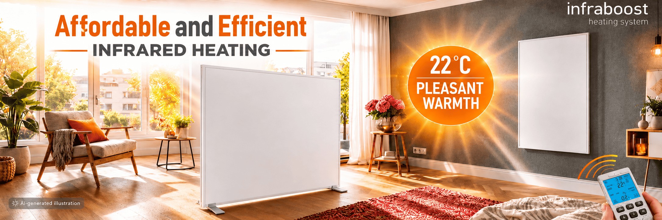 Infraboost infrared heating panels for homes, offices and other spaces