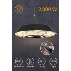 BOOST iR21 2,000 W polygonal infrared heater with built-in LED lighting and remote control