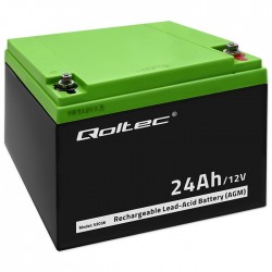 Qoltec 53036 AGM Battery 12V 24Ah 360A for UPS and Backup Power