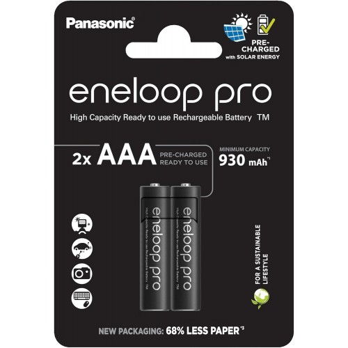 Panasonic eneloop pro BK-4HCDE AAA 930mAh NiMH Batteries - 2 Pack