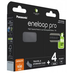 4 x polnilne baterije R03 / AAA Panasonic Eneloop PRO NEW Ni-MH 930mAh BK-4HCDEC4BE s škatljico za shranjevanje