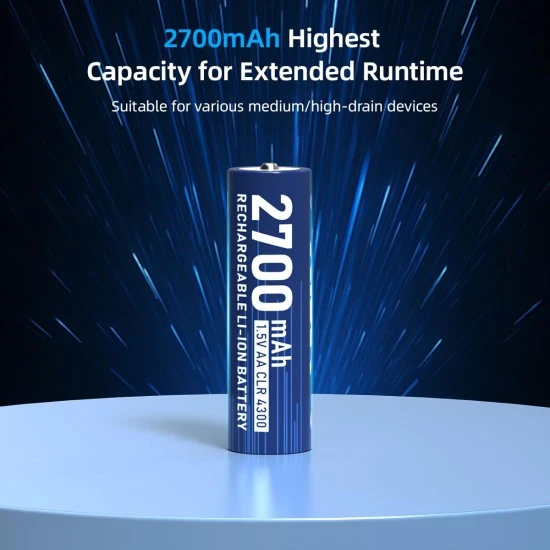 XTAR R6 AA 1.5V Li-ion battery installed in device XTAR R6 AA 1.5V Li-ion 2000mAh protected rechargeable battery