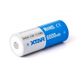 XTAR 26650 Li-Ion Battery 6000mAh 3.6V–3.7V with Protected PCB, 10A
