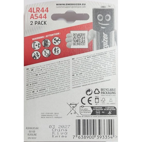 Energizer baterija 6V Super 476A, 4LR44, PX28A, 544A, A544, 2kom