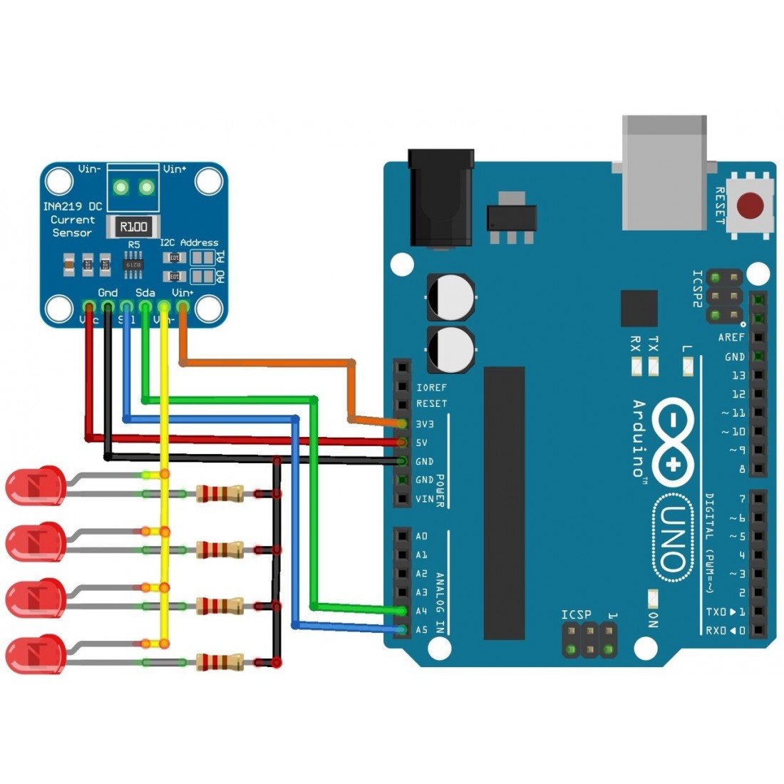 INA219-MOD I2C Current Sensor 3.2A 12-bit