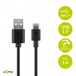 GOOBAY 45735 podatkovni in polnilni kabel, USB-A -> USB-C, 1.0 m, črn GOOBAY 45735 podatkovni in polnilni kabel, USB-A -> USB-C, 1.0 m, črn