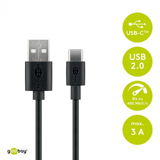 GOOBAY 45735 podatkovni in polnilni kabel, USB-A -> USB-C, 1.0 m, črn