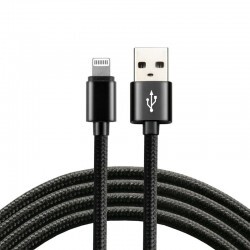 USB silikonski kabel Lightning / iPhone everActive CBB-2IB 200 cm s podporo za hitro polnjenje do 2.4A črn