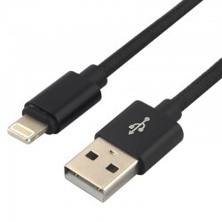 USB silikonski kabel Lightning / iPhone everActive CBB-2IB 200 cm s podporo za hitro polnjenje do 2.4A črn