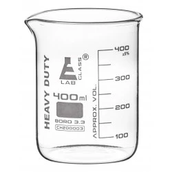 400 ml Laboratory Beaker – Borosilicate Glass 3.3, Graduated, with Spout 400 ml Laboratory Beaker – Borosilicate Glass 3.3, Graduated, with Spout