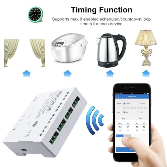 WiFi 4CH switch + temp probe WiFi 4-channel smart switch with temperature sensor (Tuya/Smart Life)