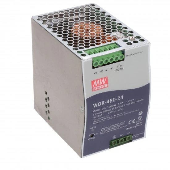 MEAN WELL WDR-480-24 DIN-rail power supply 24V 20A 480W
