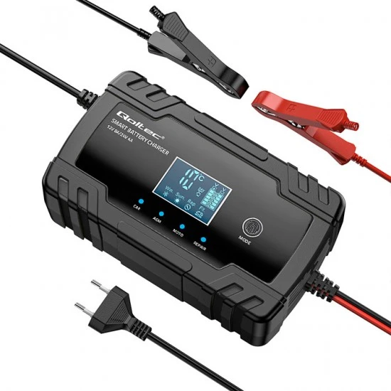 Qoltec 52490 intelligent microprocessor charger 12V 8A / 24V 4A Qoltec 52490 intelligent 12V 24V charger with repair function