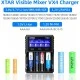 XTAR VX4 Visible Mixer LCD display showing charging and capacity test XTAR VX4 Visible Mixer smart battery charger front view