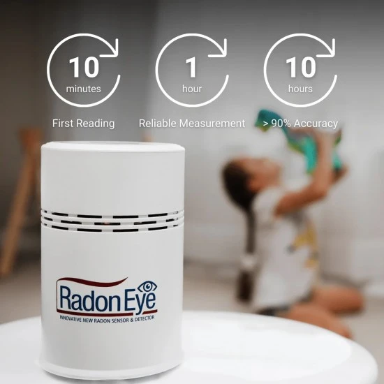 Radon Eye OLED display with real-time radon readings Radon Eye radon detector by Ecosense