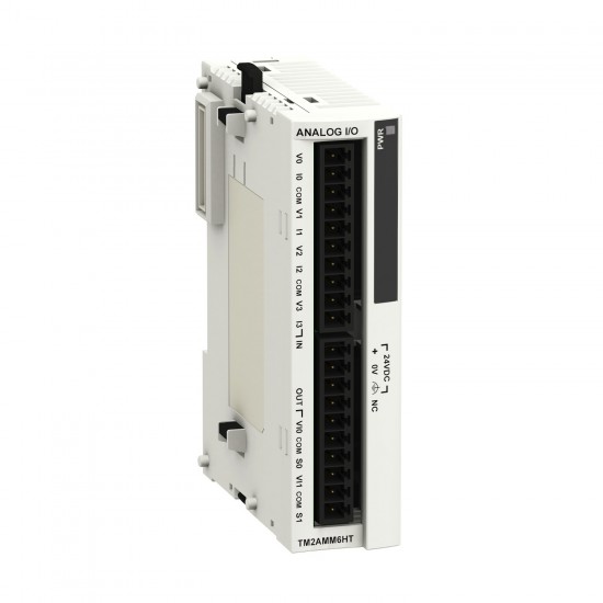 Overview of TM2AMM6HT Features and Benefits TM2AMM6HT I/O module for Modicon M238 and Twido PLCs