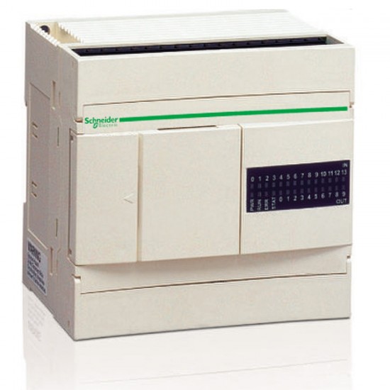 TWDLCDA24DRF installed in industrial control cabinet TWDLCDA24DRF Twido compact base controller front view