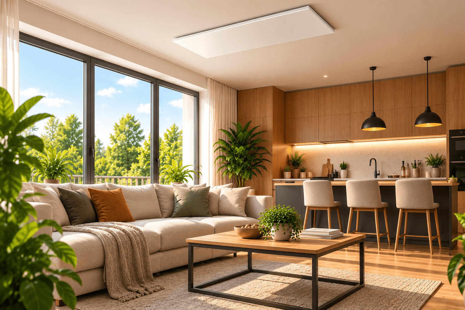 IR heating panels for living room and kitchen